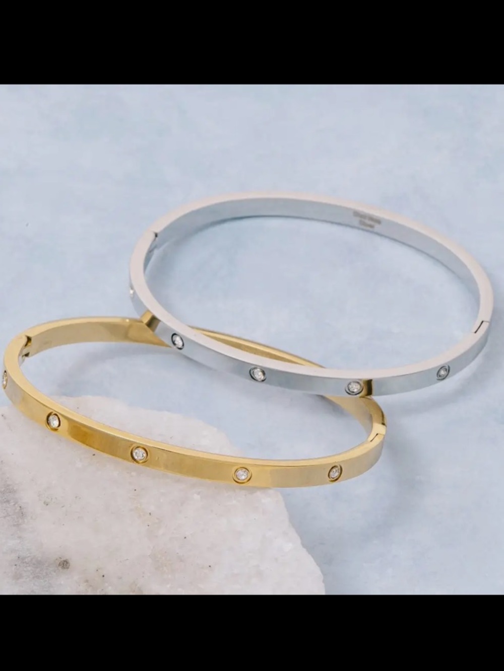 ShopEvelynne Gold and Silver CZ Accent Bangle